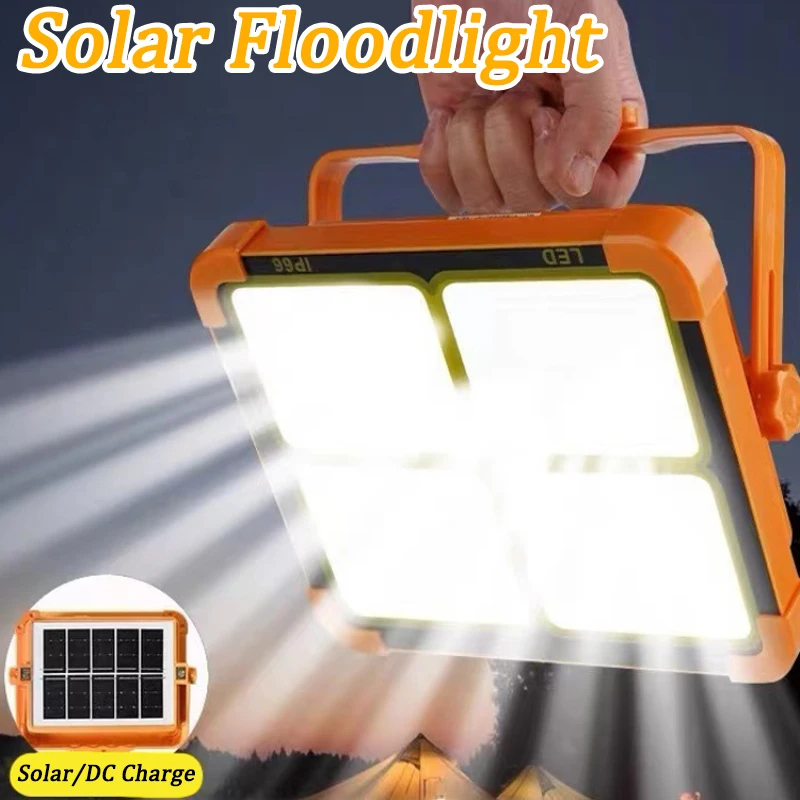 

NEW LED Solar Floodlight USB Rechargeable Emergency Camping Lantern Waterproof Outdoor Portable Searchlight Spotlight Flood Lamp