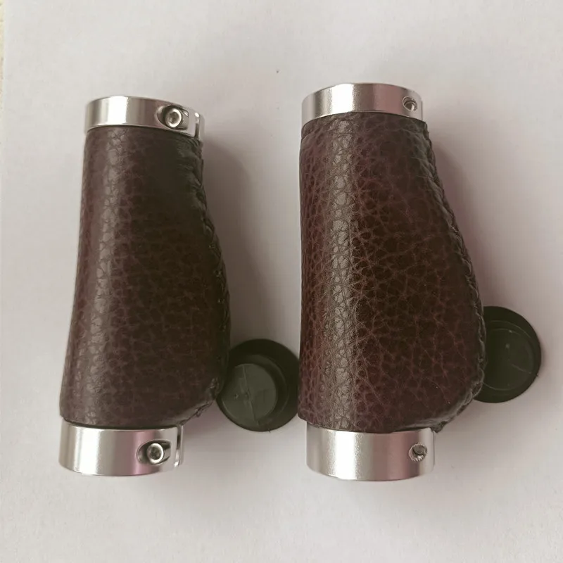 Cowhide handlebar grip lock on 90 / 128mm fit bromtpon bike mountain bike road bike leather grips 22.2mm handlebar universal