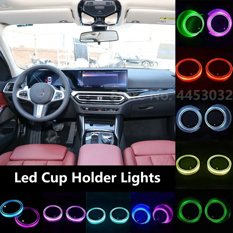 Led Cup Holder Lights For BMW 1 2 3 4 5 6 7 Series X1 X3 X4 X5 X6 E60 E90 F07 Decorative Lamps 7 Colors Mat Coaster