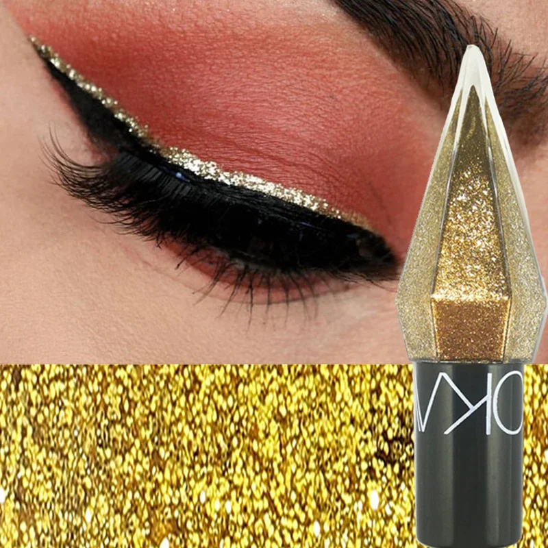 Silver Champagne Gold Eyeliner Waterproof Glitter Shiny Sequins Matte Diamond Liquid Eyeshadow Liner Sexy Eye Makeup Cosmetics