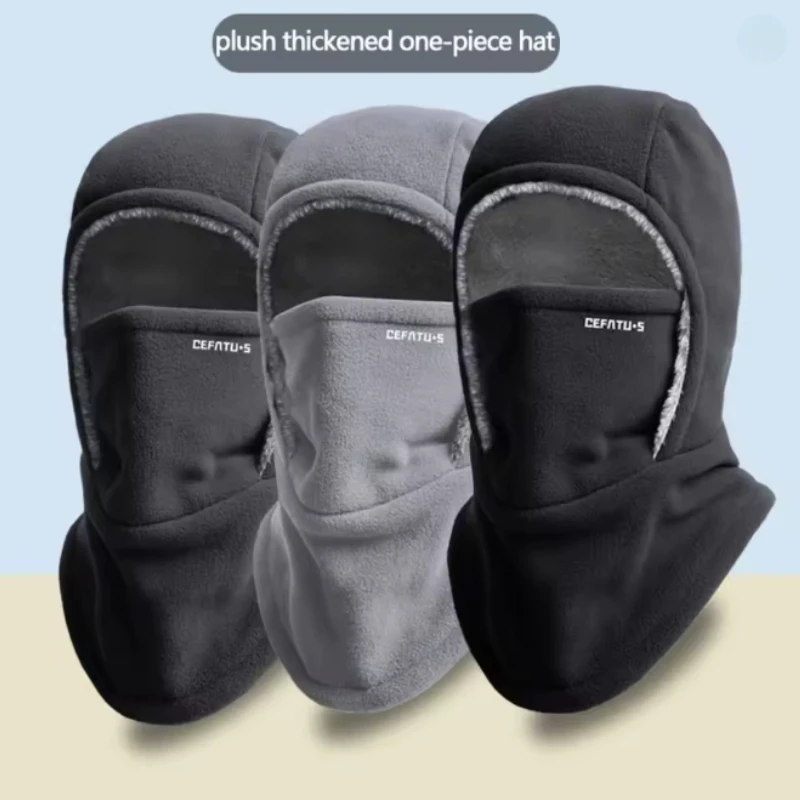 Fleece Balaclava Cycling Cap Cold-proof Windproof Warm Hood and Hat Thicken Thermal Ski Windproof Cap Women Men