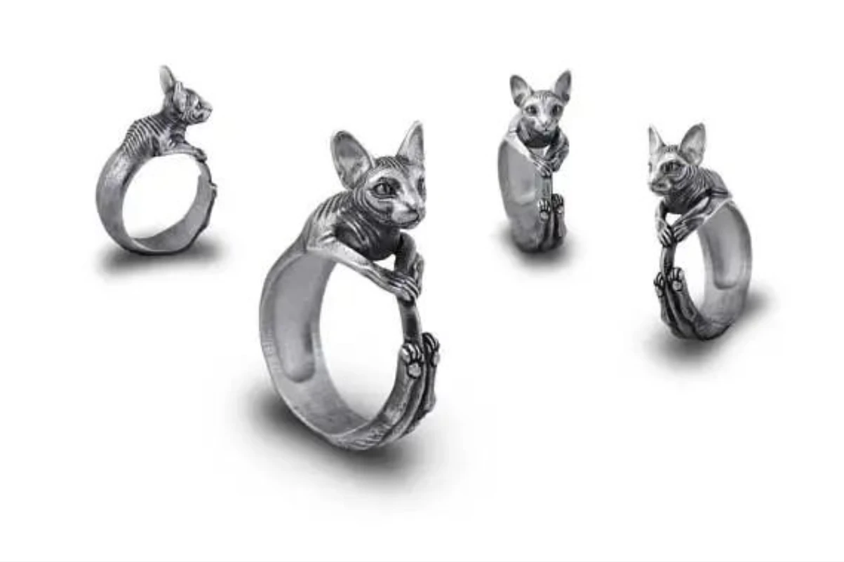 Vintage Retro Sphynx Cat Rings