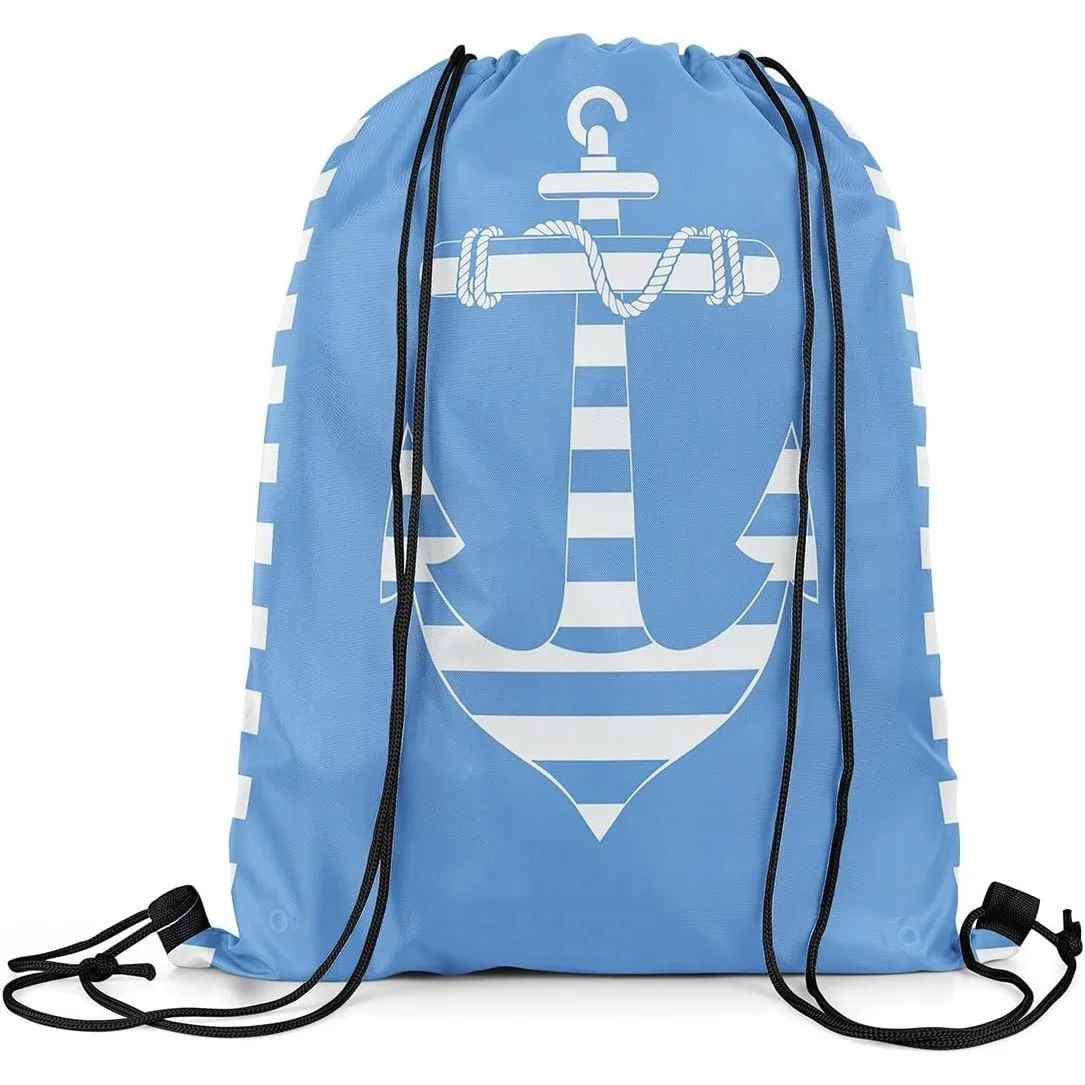 

Рюкзак на шнурке с декором якоря, морская тематика, водонепроницаемые сумки на шнурке для спортзала, прибрежный спортивный рюкзак на шнурке