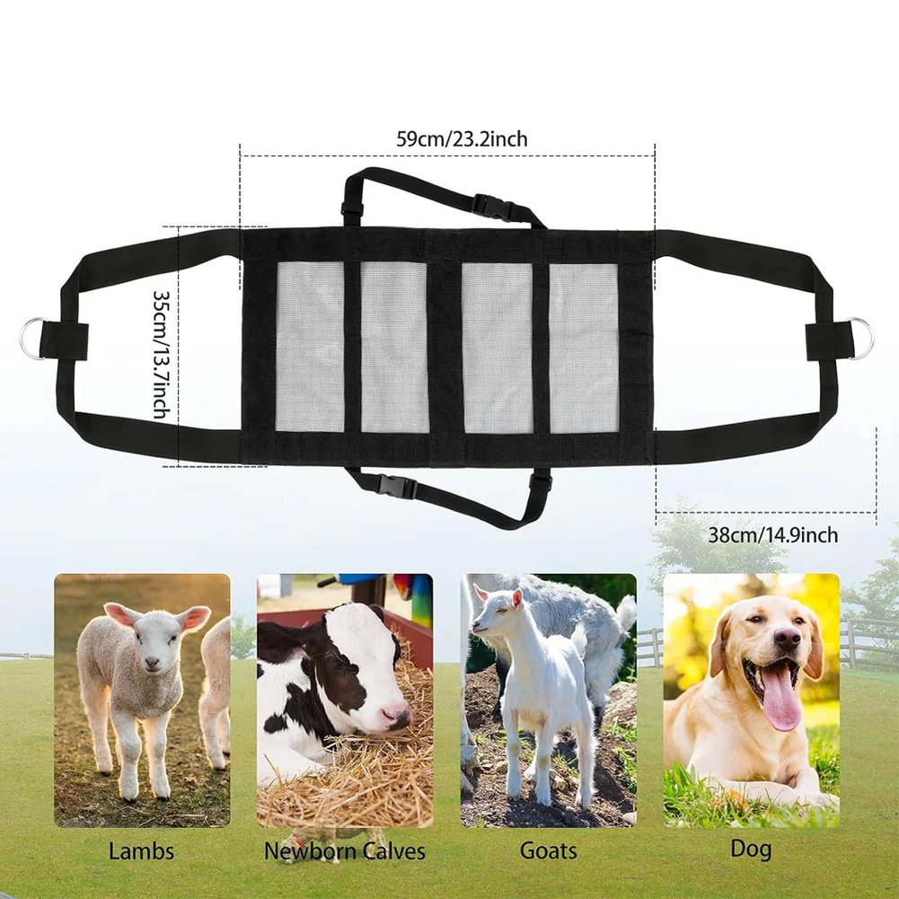 Small Pet Hanging Scale Strap Nylon Livestock Weighing Rope 35 59cm Black Portable Animal Weight Monitoring Harness