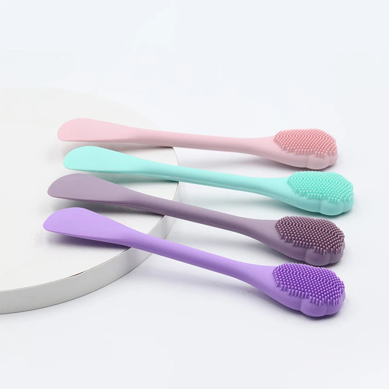 Spazzola per la pulizia del viso in silicone a doppia testa Applicatore per maschera facciale Spazzola per trucco per la cura della pelle delle donne