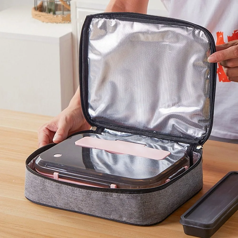 Square Thermal Lunch Bag Large Ice Pack Insulated Cooler Storage Bags Thicken Snack Bag Lunch Box Bag