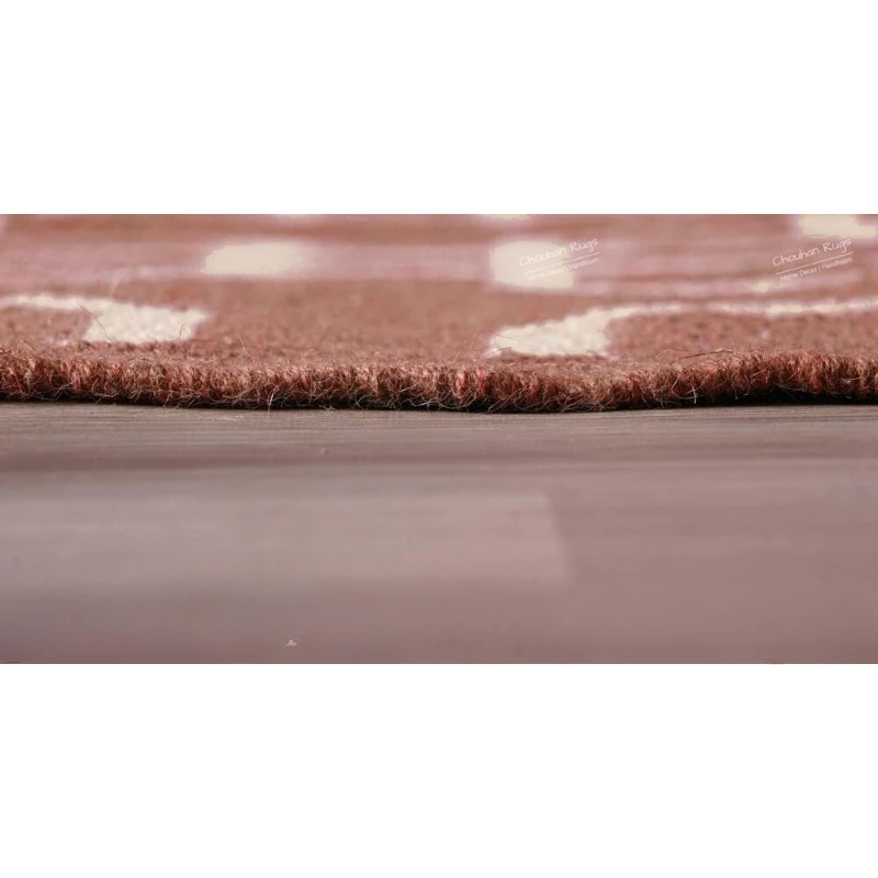 Bohemian Vintage Large Area Rug Brown Rug with White Pattern Wool Jute Rug