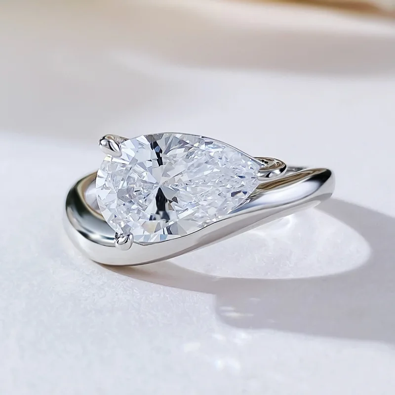 7*11MM 2 CT Pear Cut Lab Created Sapphire Gemstone Women Rings 100% 925 Sterling Silver Wedding Party Jewelry Wholesale