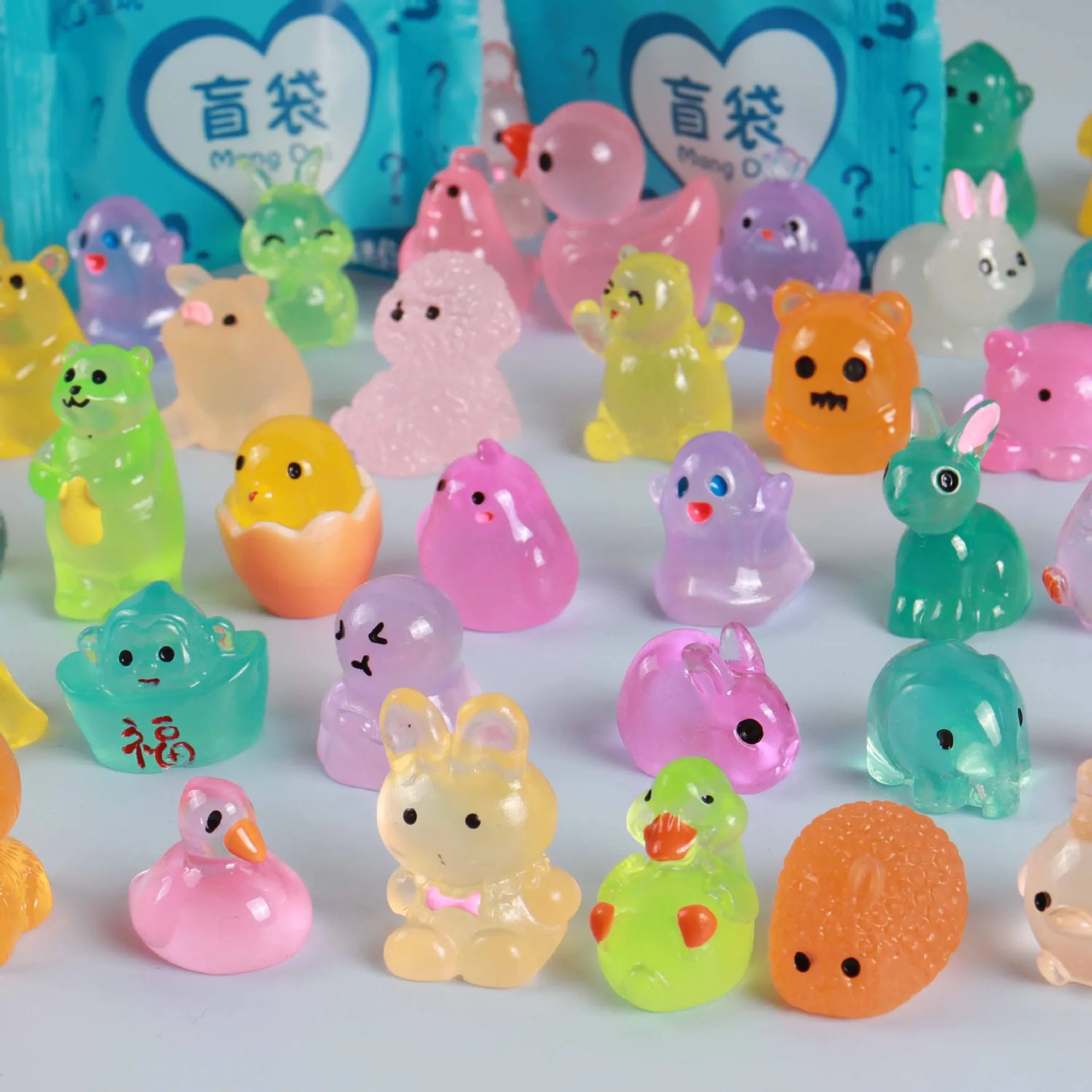 10 szt. Urocze zwierzątka, geometria, jedzenie i rośliny, świecące w ciemności lampki nocne 3D, ozdoba dla dorosłych, miniaturowa zabawka