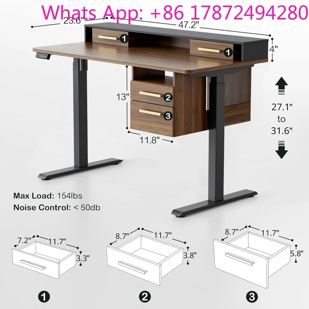 Electric Standing Desk with 4 Drawers,  Height Adjustable Whole Piece Sit Stand Desk