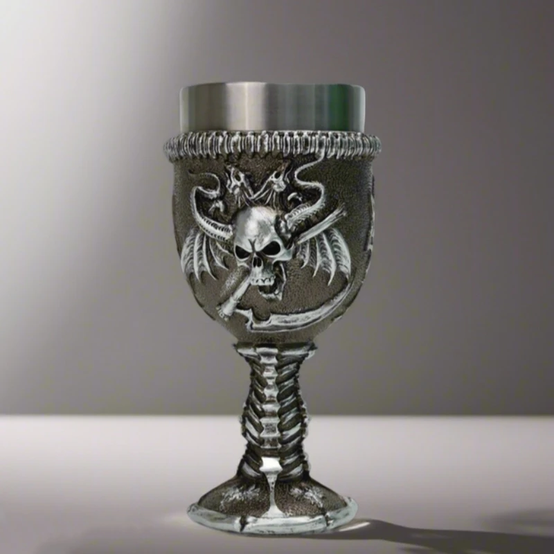 200ML Gothic Skull Goblet Halloween Themed Stainless Steel Horns Ox Horn Wine Glass Wine Whiskey Spooky Retro Decor 2025 New