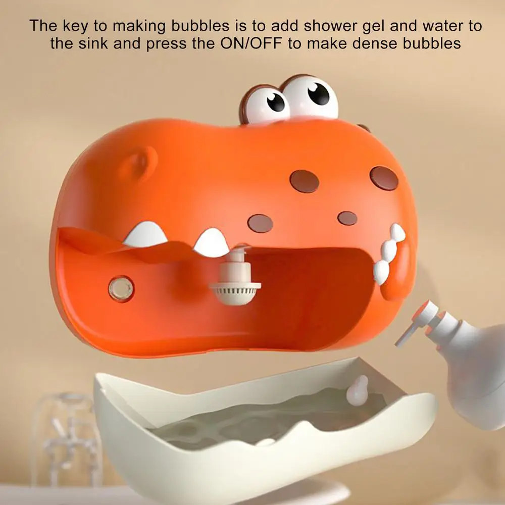 Dinosaur Bath Bubble Machine Music Automatic Bubble Blower Electric with Suction Cup Children Bathing Companion for Baby Kids