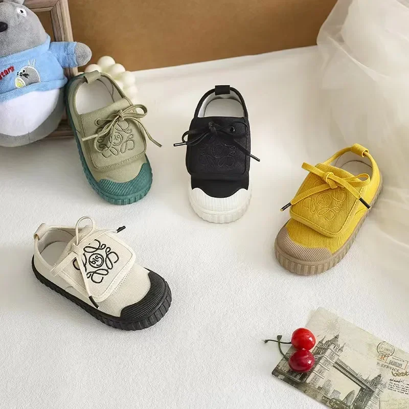 New Baby Solid Color Canvas Low-top Boys and Girls  Shoes Soft Bottom Breathable Children\'s Biscuit Cloth Shoes