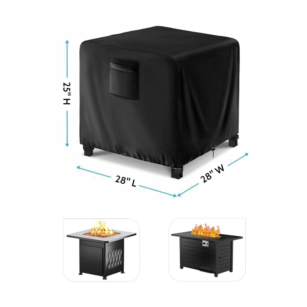 32inch Square Firepit Cover 210D420D Oxford Fabric Waterproof with Drawstring for Secure Fit Outdoor Protection