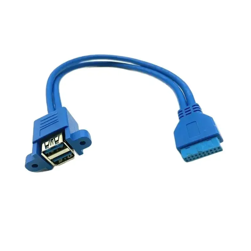 5Gbps Stackable USB 3.0 Female Panel Type to Motherboard 20Pin Header Cable Dual Ports 30cm/50cm Cable