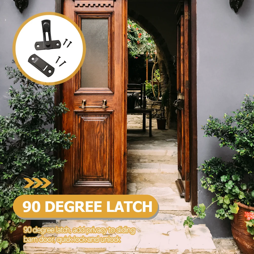 

Stainless Steel Barn Door Lock 90 Degree Heavy Duty Hook Latch For Sliding Door Outdoor Gate Cabinet Garage Hotel Security