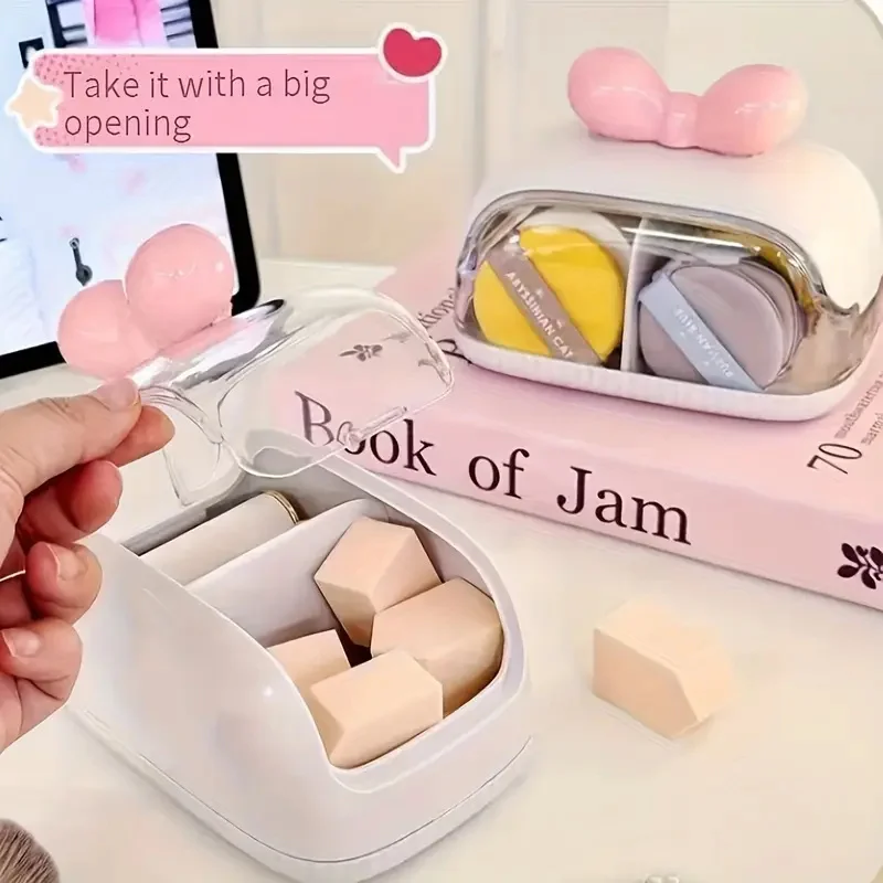 Pojemnik na gąbki do makijażu, organizer na puder, etui ochronne na gąbki, pudełko do przechowywania gąbek do blendowania z pokrywką.