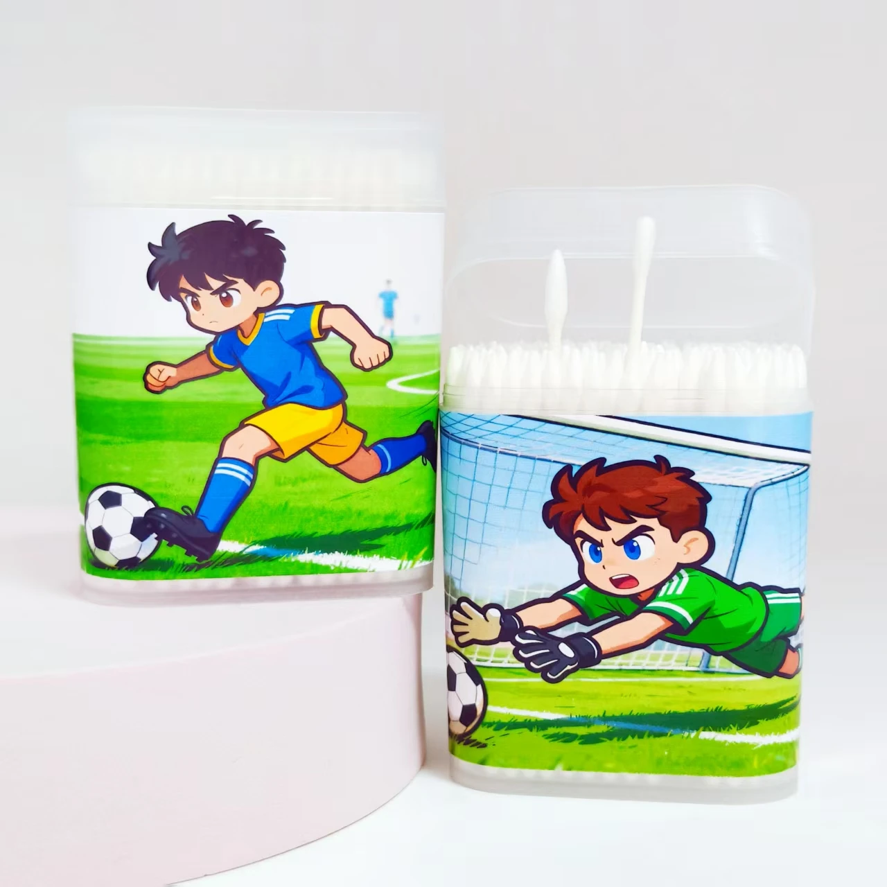 200개/400개 축구 패턴 정밀 축 면봉 볼 화이트 프로스트 박스형 양면 면봉