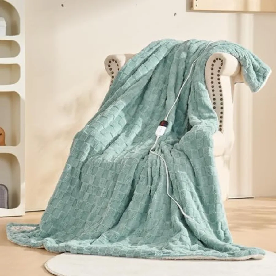 

Electric Blanket Throw - Soft Checked Flannel with 6 Heating Levels 4 Hours Auto-Off Fast Heating ETL and FCC Certified Overhea