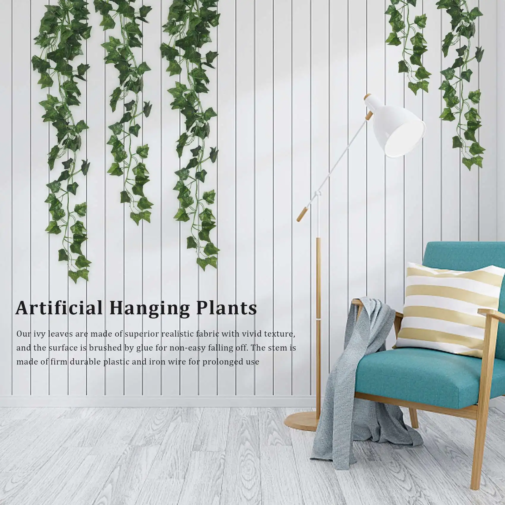 newA10R 3 Pieces Artificial Hanging Ivy Vine 2.95 Feet Artificial Hanging Plants Wall Greenery for Indoor Outside Home Garden