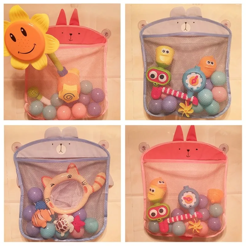 

Baby Bathroom Mesh Bag with Sucker for Children Toys Kid Bathtub Doll Organizer Cartoon Animal Shapes Cloth Toys Storage Net Bag