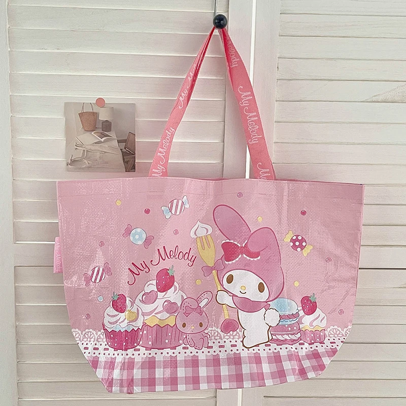 산리오 헬로 키티 접이식 쇼핑백 마이 멜로디 쿠로미 시나모롤 대용량 토트백 친환경 재사용 가방