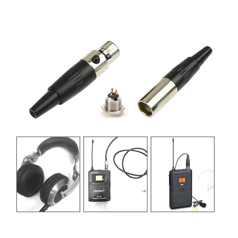 Mini XLR 3 Pin Female Male Plug Small XLR Audio Microphone Connector for MIC Soldering Straight Power Plug A2