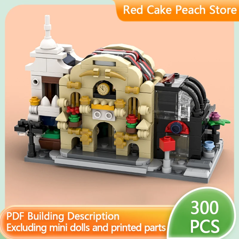 

City Street View Model MOC Building Bricks Small Train Station Modular Technology Gifts Holiday Assemble Children Toys Suit