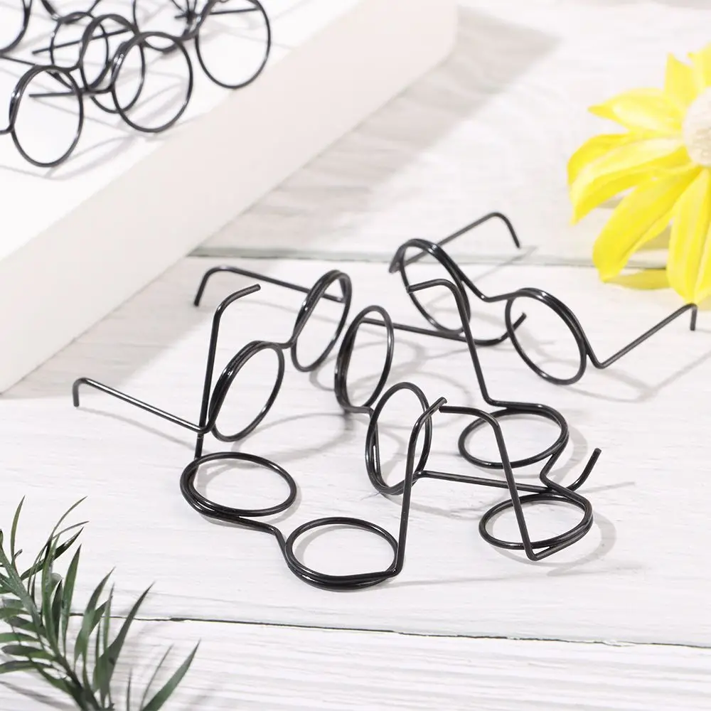 

5PCS Fashion Retro Alloy Black Lensless Round Frame Glasses