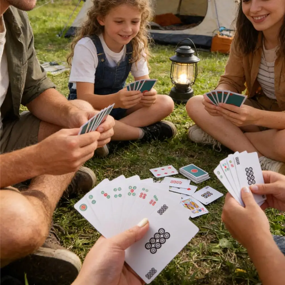 144 Cards Mahjong Set with 2 Dice Traditional Chinese Game Portable Travel Playing Cards for Family Party Home Gathering