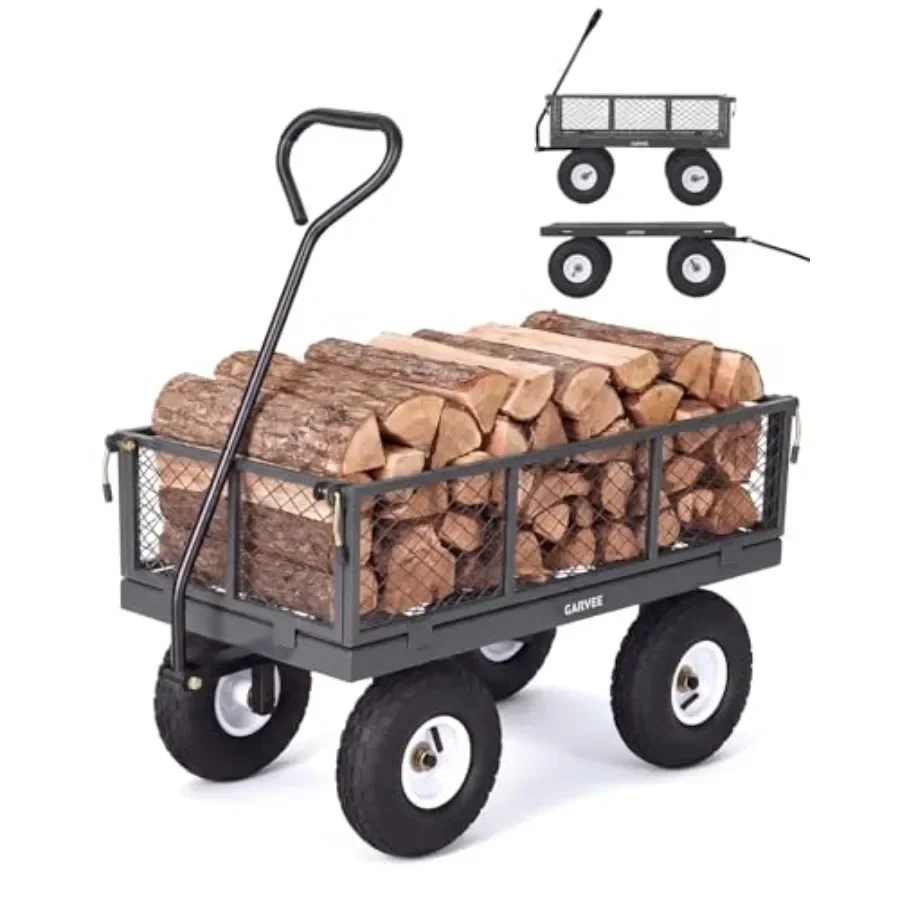 Steel Garden Cart, Utility Wagon with Removable Mesh Sides