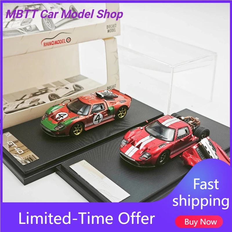 

In Stock Rhino RM 1:64 Rhino Ford GT40 Scale Model Car with Opening Hood Die-Cast Car models as gifts for men