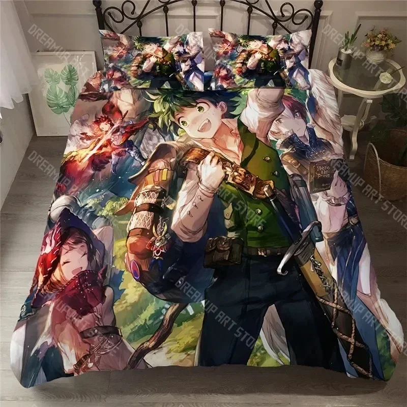 Exquisite 3D Print My Hero Academy Bedding Set Cartoon Anime Microfiber Bed Linen Set Pillowcase Adult Bed Cover Home Textiles