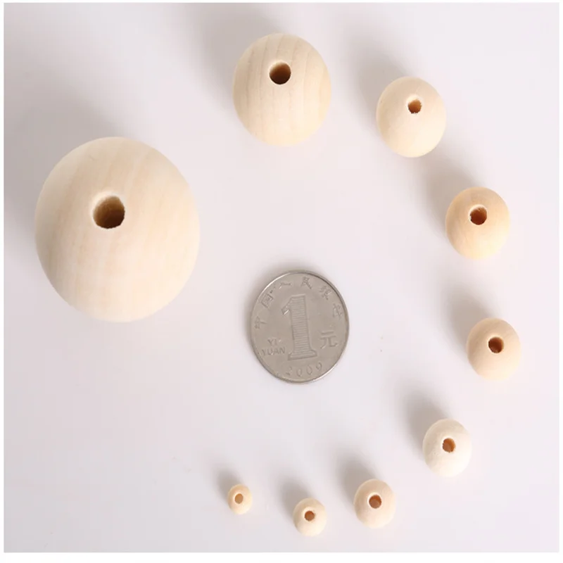 10/50/100Pcs 6-25mm Natural Wood Round Loose Spacer Bead DIY Lead-Free Ball Charms Necklace Jewelry Making Handmade Decorations