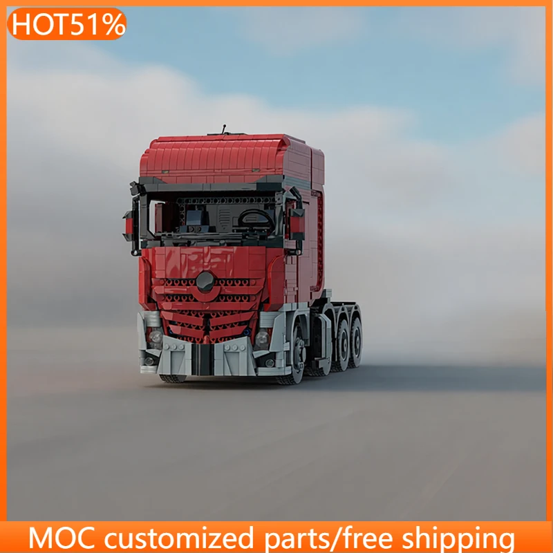 

2989 деталей, конструктор-модель грузовика Red Actros 4163 8X4 RC, MOC, модульный, креативный дизайн, DIY, подарок для мальчиков на праздник