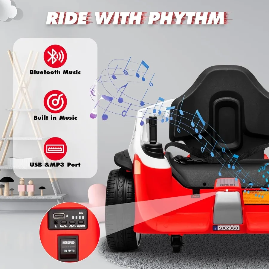 Ride On Bumper Car for Kids, 3.5MPH Max, 24V Electric Bumping Toy W/Parent Remote,3-Speed,360°Spin，Bluetooth Music, Electric Bum