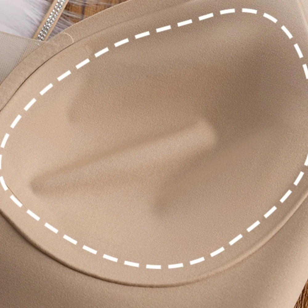 BANERDANNI Cross Strap Backless Bra Women Seamless Summer Thin Skin Tone Foundation One‑Piece Camisole Underwear Size 32‑38