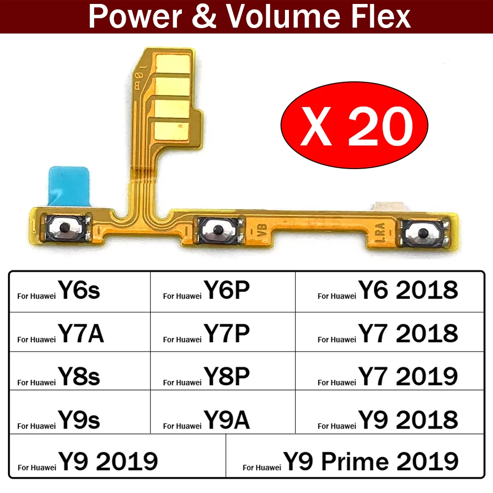 20Pcs, Volume Button Power On Off Button Flex Cable For Huawei Y6s Y6P Y7A Y7P Y8S Y8P Y9S Y9AY6 Y7 Y9 Prime 2017 2018 2019
