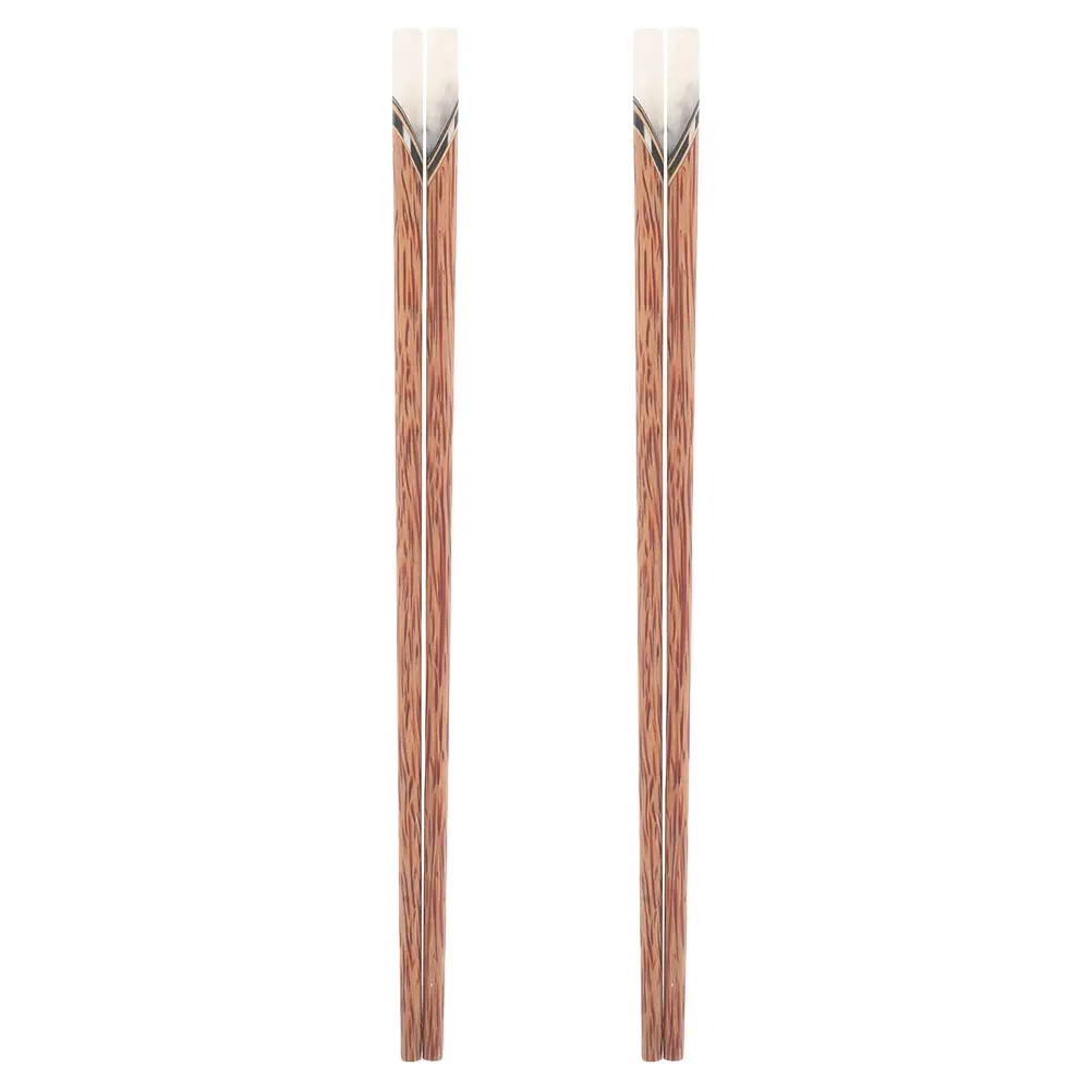 

2 Pairs Natural Wooden Chopsticks Reusable Dishwasher Safe Lightweight For Family Restaurant Noodle Eating Non Slip Food