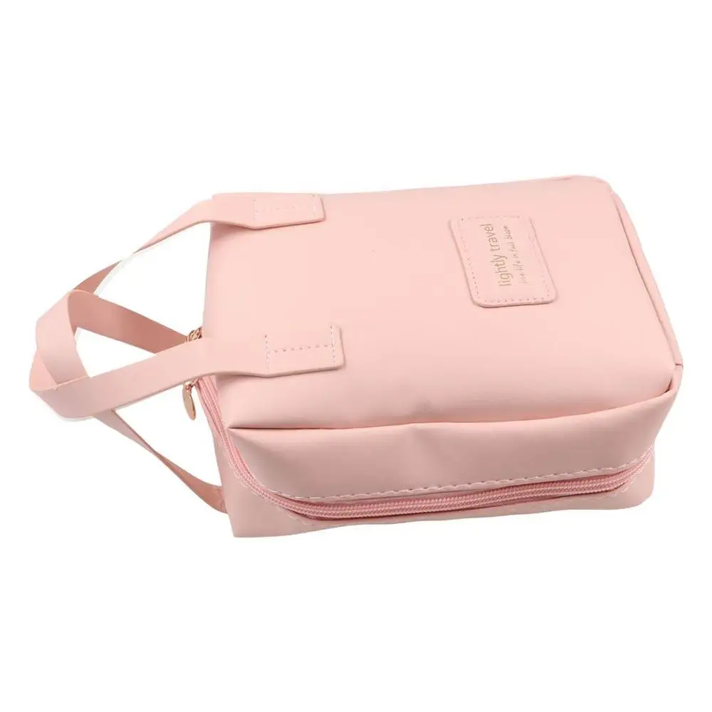 شل شكل بو الجلود حقيبة مستحضرات التجميل سستة للماء ماكياج كيس مزموم الكورية نمط سعة كبيرة حقيبة غسيل السفر في الهواء الطلق