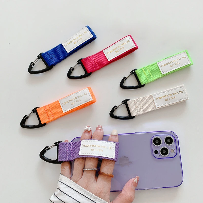 New Colourful Braided Strap Keychain Fashion Accessory Mobile Phone Lanyard Wristband Portable Environment Cotton Tape Keyring