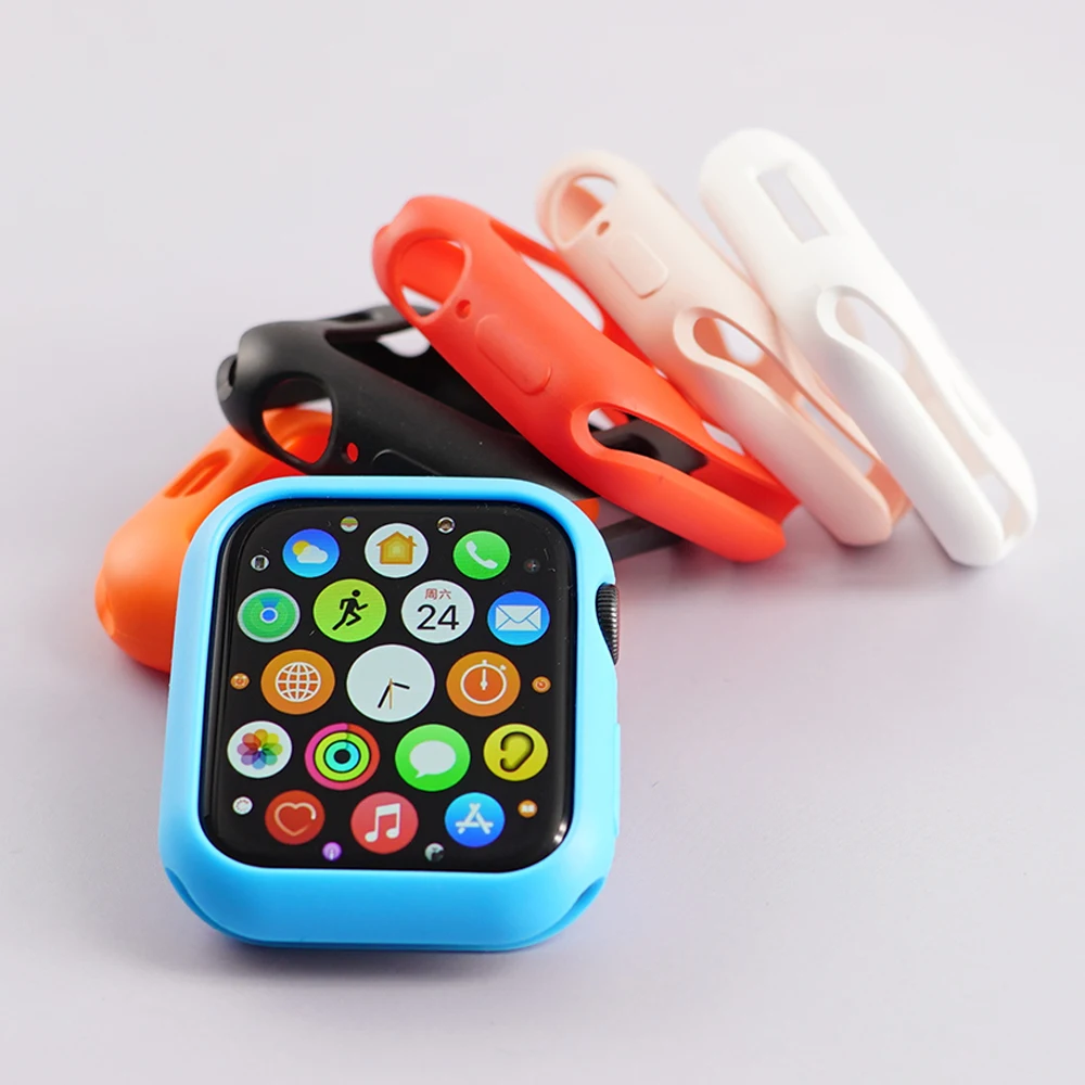 Abdeckung für Apple Uhrengehäuse 40mm 44mm iwatch Gehäuse 42mm 38mm Zubehör Silikon Stoßstangen schutz Apple Watch Serie 2 3 4 5 se 6