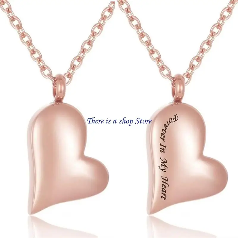 D0AD Heart Necklace Ashes Vessel Ashes Necklace for Pet Urn Carry Along Necklace Memorial Locket Urn Container