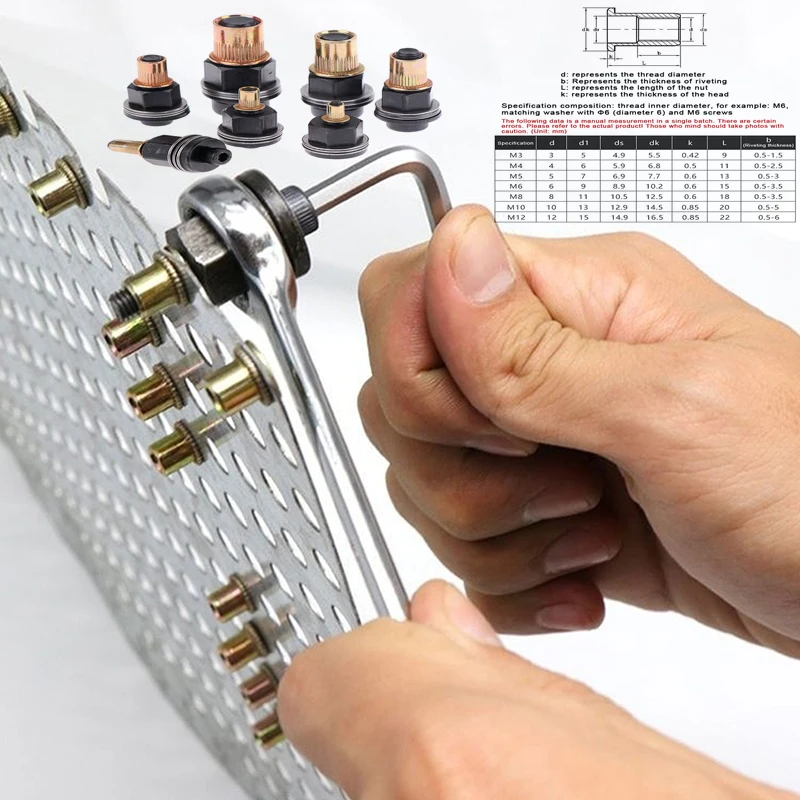 11Pcs/set Carbon Steel M3 M4 M5 M6 M8 M10 M12 Hand Manual Riveter Nut Adapter Tool For Home Renovations And Auto Repair