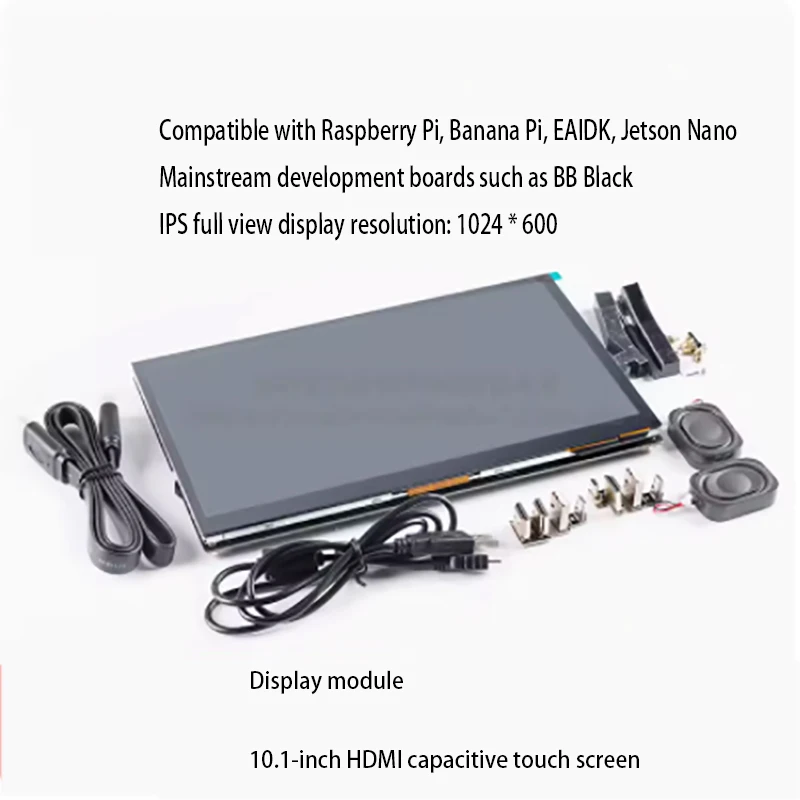 10.1-inch HDMI LCD display, capacitive touch screen IPS high-definition full view compatible with Raspberry Pi