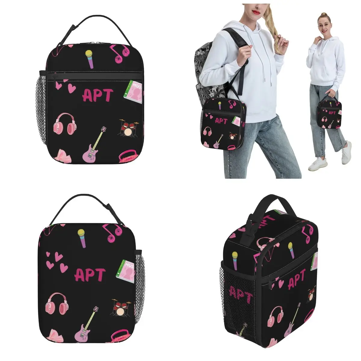 ROSE Bruno Mars APT Apateu Insulated Lunch Bags for Men Women Food Container Bags Portable Thermal Cooler Lunch Boxes