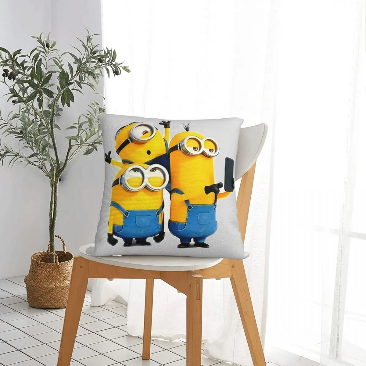 Minion Square Pillow Case Polyester Throw Pillow Cute Funny Cartoon Custom Pillowcase