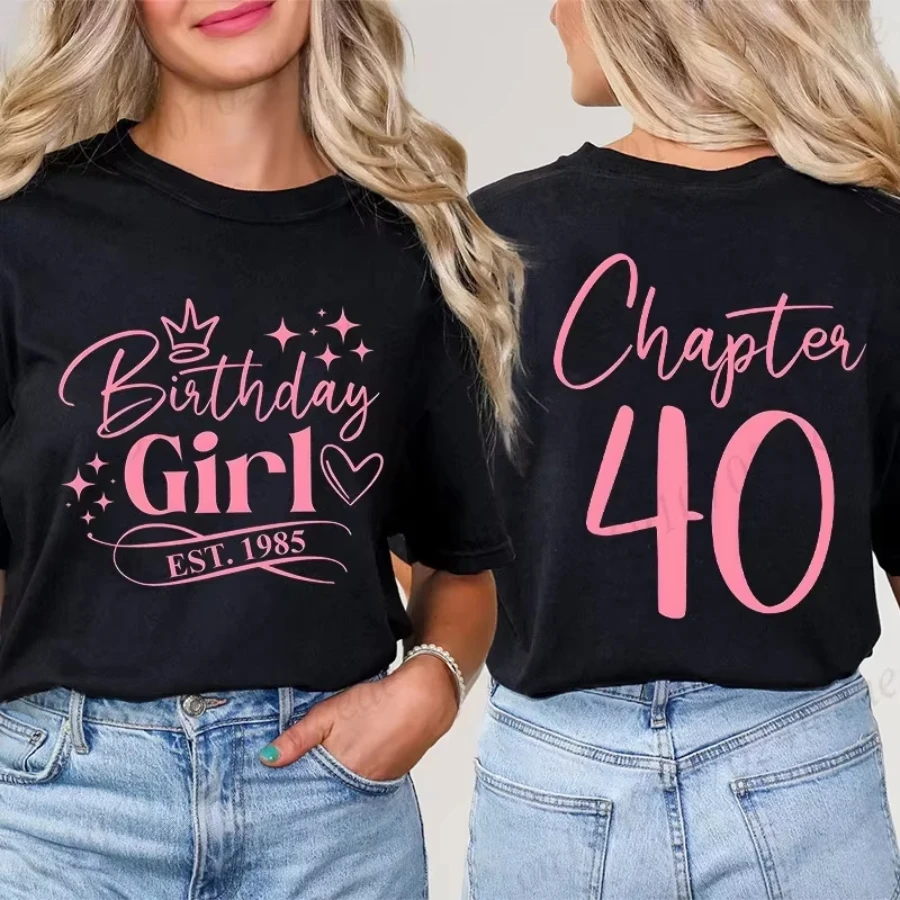 Tshirts for Women Classic 40th Milestone Best Friend Classic T-shirts for Women Vintage 40th Birthday Year Tops Streetwear Women