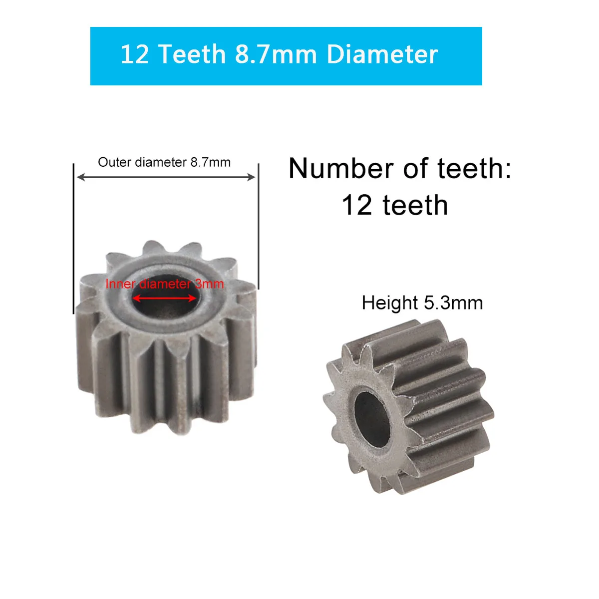 1pc Motor Gear 9 /11 /12 /13 /14 /15 Teeth Replaceable Motor Gear for RS550 10.8V / 12V / 14.4V / 16.8V / 18V / 21V DC Motor