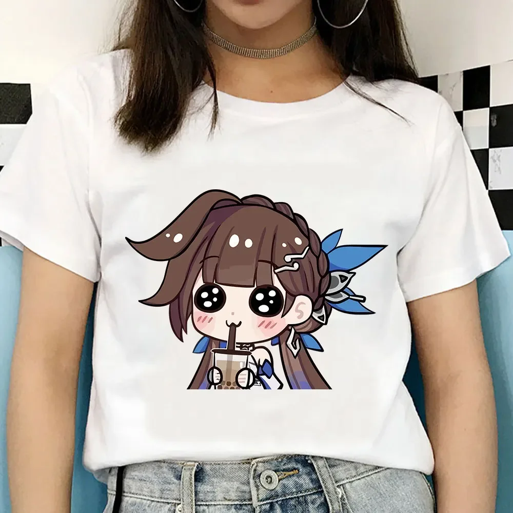 Game Men's and Women's T-shirt Honkai: Star Rail Cute Black Tower and Sukhoi Cartoon Graphic Summer Short Sleeve Harajuku Tshirt